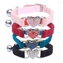 Dog Collars Pet Heart Collar Elastic Adjustable Soft Velvet Necklace With Bells Decorative Small Dogs Puppy Cat Supplies