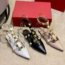 2024 New Designer New Women's High Heels Studded Flats Pointed Toe Sexy Women's High Heels Wedding Shoes Sandals Size 35-43