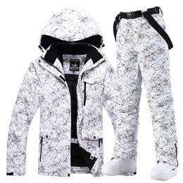 -30 Warm Men Women Snow Suit Wear Snowboard Clothing Sets Winter Outdoor Sports Waterproof Costume Ski Jackets and Strap Pants 231221