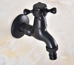 Bathroom Sink Faucets Black Oil Rubbed Brass Single Hole Wall Mount Washing Machine Faucet Outrood Garden Cold Water Taps 2av340