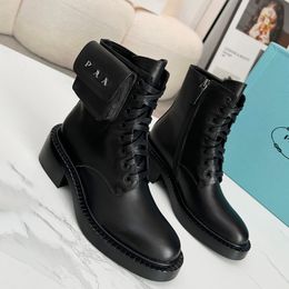 Famous Designer Classic Bag Women Martin Boots Italy Brand Luxury Genuine Leather Ladies Thick Bottom Anti Slip Snow Boots Quality Flat Bottom Round Head Short Boots