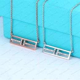 Designer love necklace female stainless steel couple gold chain square pendant neck luxury jewelry gift girlfriend accessories who332I