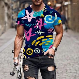 Men's T Shirts Casual 3D Abstract Graffiti Art Pattern Short-Sleeved Summer Style O-Neck Daily Streetwear