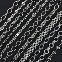 Link Bracelets Fashion Stainless Steel Jewellery Punk Hip Hop Handmade Chains Women's Vintage Metal Hand Chain Accessories