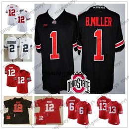 Jam Ohio State Buckeyes #1 Braxton Miller 5 12 Denzel Ward 4 Curtis Samuel 6 Sam Hubbard 13 Eli Apple White Red Black Jersey