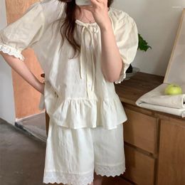 Women's Sleepwear Short-sleeved Short Pants Pajamas Cute Thin Section Home Service Clothing Two-piece