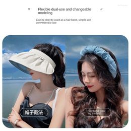 Wide Brim Hats Summer Sunshade Hat UV Protection Dual Use Hair Hoop Beach Sun For Women Foldable Bucket Caps Travel Outdoor