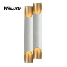 Lamps Modern Aluminum Wall Sconce Minimalist Pipe Lamp Hotel Restaurant Lounge Loft Mall Shop Office Bedroom Single Double Tube Light