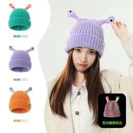 Berets Cute Cartoon Quirky Light-emitting Tentacle Knitted Hat Parent-child Models Warm Wool Cap Eyes Beanie Monster