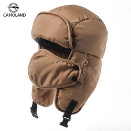 Winter Bomber Hat Trapper Earflap Warm Russian Hat Women Men Windproof Cap Ear Protectors Flip Brim Mask Hats 231221