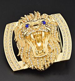 Luxury Belt Buckle for Men Fashion Rhinestone Lion Head Leather Belts Buckles High Quality7233105