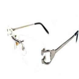 Vintage Oversized Rimless Sunglasses clear lenses Gold Silver Metal Temples Sun glasses For Men Women Eyewear Female oculos De Sol250z