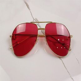 Vintage Pilot Sunglasses for Men Gold Metal Red Lens Fashion Sun glasses 0110 Sonnenbrille gafa de sol with box245H