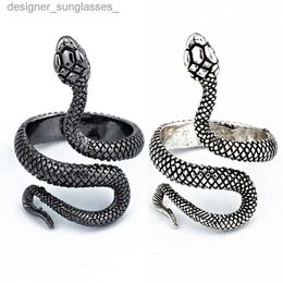 Band Rings Rings for Men Women Punk Goth Snake Ring Exaggerated Black Plated Gothic Adjustable Party Gift Jewellery Woman JewelryL231222