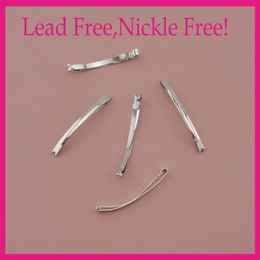 50PCS Silver Finish 6 0CM 2 35 plain Slim Metal Hair Snap barrettes hair clips for hairpiece clip findings at lead nick241V