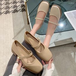 Dress Shoes 2023 Spring Women's High Heels Black Lefu Korean Middle Heel Fashion Design Casual Party And Office Clothing