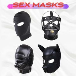 Masks Adult Games Sex Toys for Couples Halloween Rubber Role Play Headgear Sex SM Bondage Mask Puppy Cosplay Full Balaclava Sexshop Q081