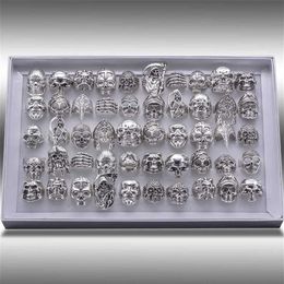 20pcs Skull Ring Punk Vintage Skeleton Rings Gold Black Mens Mixed Rings Jewelry Whole Lots Party Gift 2110123172