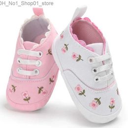 First Walkers White Lace Floral Embroidered Soft Shoes Prewalker Walking Toddler Kids Shoes First Walker Baby Girl Shoes Q231222
