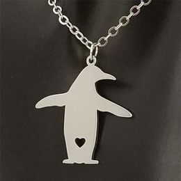 Stainless steel golden penguin pendant necklace silver love animal necklace men and women Jewellery Valentine's Day gift300v