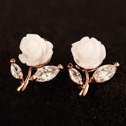 Korean Brand Women Earrings Fashion Zircon Flower Stud Earrings 18K Gold Plated Jewellery Accessories287r