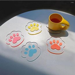 Table Mats Cute Coffee Cup Transparent Heat Insulation Mat For Tea Milk Mug Drinks Pad Anti-scald Placemat Home Decors