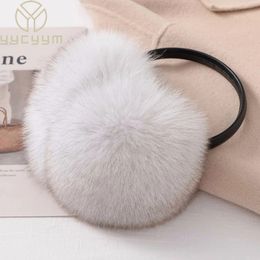 Style Luxury Ladies Fox Fur Earmuffs Winter Women Warm Real Fox Fur Earmuffs Girl's Earlap Ultra Large Ladies Plush Earmuff 231222