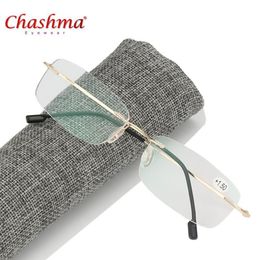 Super Light Folding Flexible Memory Titanium Rimless Reading Glasses Oculos De Grau1 0 1 5 2 0 2 5 3 0 3 5 Sunglasses221a