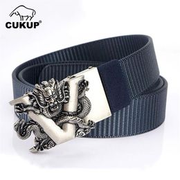 CUKUP Unique Design & V Pattern Buckles Metal Men's Good Quality Nylon & Canvas Belts Men Accessories 3 5cm Width CBCK266292o