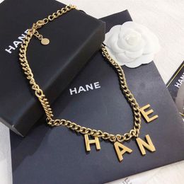 2022 Fashionable 18K Gold Plated Stainless Steel Necklaces Choker Letter Pendant Statement Fashion Womens Necklace Wedding Jewelry270j