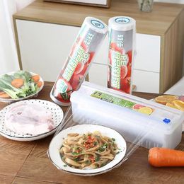 Tools Other Kitchen Tools 33cm Cling Film Cutter Food Wrap Foil Dispenser Storage Box Plastic Sharp Holder Tool Accessories Gadgets 2212