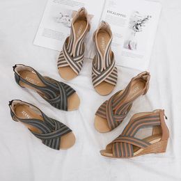 Dress Shoes Bohemian Sandals Med Female Shoe 2023 Summer Clogs Wedge Open Toe Large Size Boho Medium Girls Multicoloured Comfort Fashion Plat