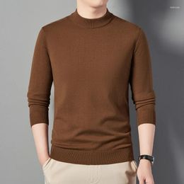 Men's Sweaters 2023 Autumn And Winter Sweater Anti-Pilling Half Turtleneck Thickened Warm Solid Colour Fashion Simple Pullover