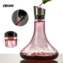 1800ML Handmade Lead-free Crystal Glass Large Red Wine Quick Decanter Household Wine Dispenser Pot Set Iceberg Decanter 231222