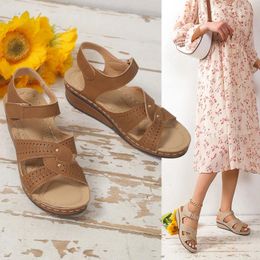 Dress Shoes Wedges Sandals Women Summer 2023 Fashion Platform Comfort Walking Peep Toe Sandal Ladies Casual Thick Soled Beach Footwear