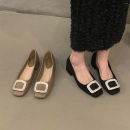 Dress Shoes Women Brand Middle Heels Fashion Ballet Bow Pregnant Women's Flats Casual Loafers Mujer Square Buckle