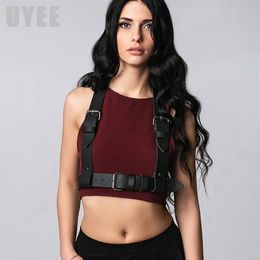 Belts UYEE Pu Leather Sexy Belt Lingerie For Adult Adjustable Body Bondage Cage Bra Harness Suspender Rave Waist Wide Strap LB-0092982