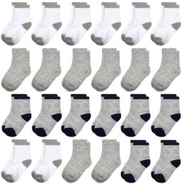 24 Pairs Boy Toddler Baby Crew Socks 1-14Years Old Soft breathable Socks For Toddlers kids Boys Girls 231221