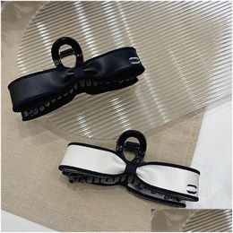 Hair Clips & Barrettes Hair Clips Barrettes Bow Women Claw Clamps Black White Designer Jewelry Crab Cross Fashion Girls Daily Accesso Ot0Ri