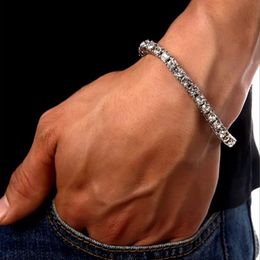 Iced Out Gold Chain Bracelet For Mens Hip Hop Damond Tennis Jewellery Single Row Rhinestone Bracelets 8inch337s