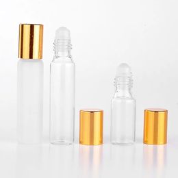 50pcslot 5ml 10ml Refillable Perfume Bottle Roll on Bottles for Essential Oils Vial Empty Sample Roller 231222