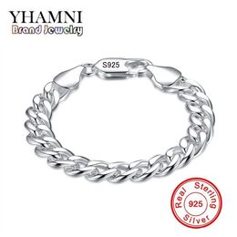 YHAMNI Brand Fine Jewellery 100% 925 Sterling Silver Bangles Bracelet For Men Classic Charm Bracelet S925 Stamped Men's Bracele240f