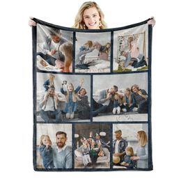 Custom Blanket with Words Picture Collage Customized Blankets Birthday Souvenir Gifts Personalized Throw for Father Mom 231221