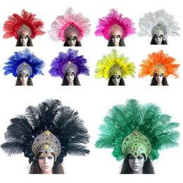 Women Brazil Carnival Party Feather Headdress Headpiece Crown Headband for Halloween 231221