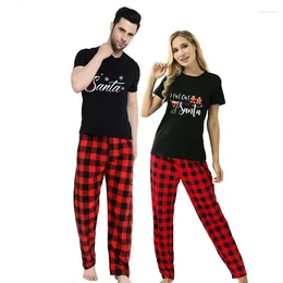 Women's Sleepwear Christmas Couple Pyjamas Matching Sets I Put Gingerbread Man For Santa Loungwear Short Set