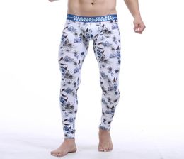 Winter Men039s Warm Long John Pants Cotton Thermal Tights Slim Floral Print Men Thermal Underwear Sexy Pouch Man Warm Leggings 8950113