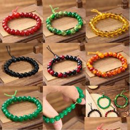 Beaded Strand Natural Advanced Light Luxury Mti Colour Glass Bead Bracelet Imitation Agate Crystal Jade Drop Delivery Jewellery Bracelet Dhcpo