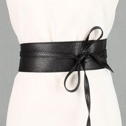 Belts Women Pu Leather Bow Belt Lace Up For Straps Wide Waistband Female Dress Sweater Waist Girdle Clothing Accessories233H