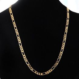 24K Gold Platinum Plated Chains 4 5mm Men's NK Links Figaro Necklace Chokers Vintage Jewelry3090