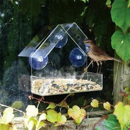 An Organic Glass Alec Bird Feeder Outdoor Adsorption Feeding Anti Splash Food Box And Trough Bowl 231221